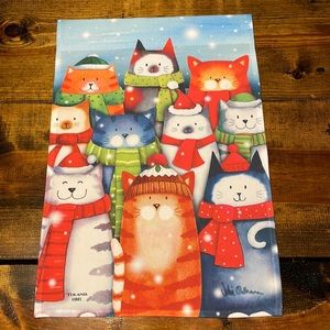 Winter Cat themed garden flag